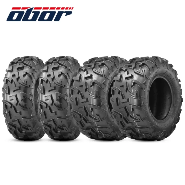 Full Set 4 25X8R12 25X10R12 ATV Tires OBOR 6 Ply UTV SXS All Terrain Radial Tyre