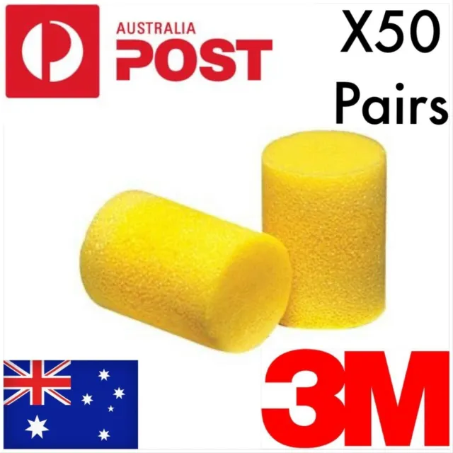 50 Pairs 3M E-A-R Classic Uncorded Earplugs PolyBag 312-1201 Class4 NRR29 AU
