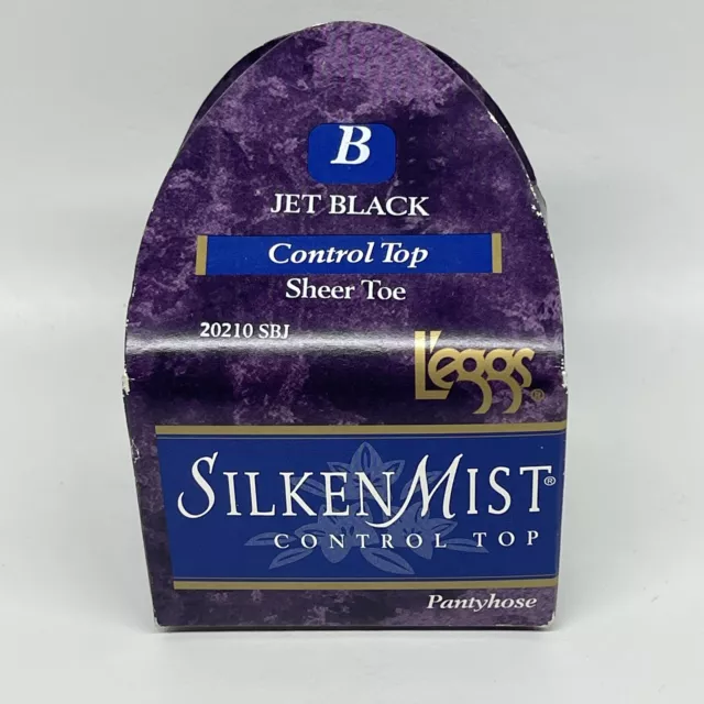 Vtg 90s Leggs SILKEN MIST Control Top Pantyhose Sheer Toe Jet Black Size B New Vtg 90s Leggs SILKEN MIST Control Top Pantyhose Sheer Toe Jet Black Size B New