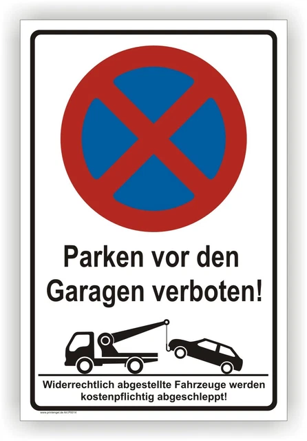 Aufkleber "Parken Vor Den Garagen Verboten" – 300x200 Mm, PVC Vinyl, Wetterfest, Für Innen & Außen
