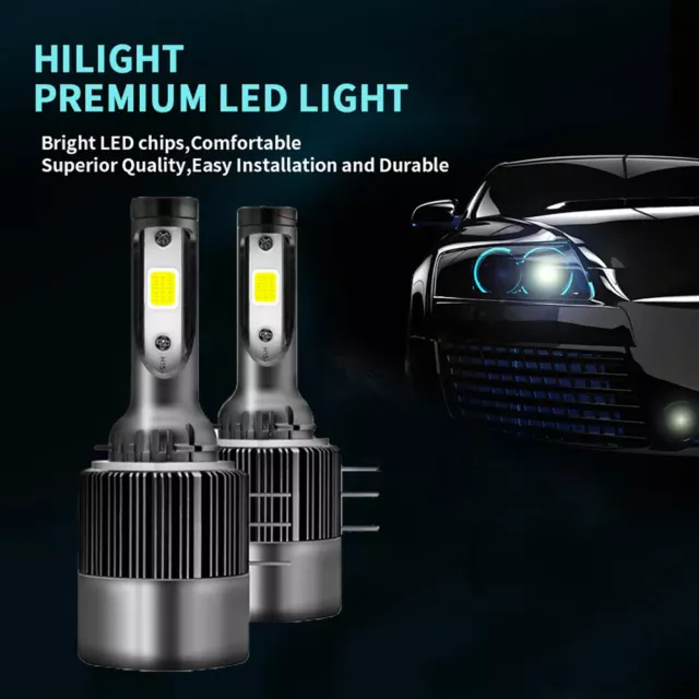 2X H15 Ampoules de Phares LED Remplaçant Les Phares HID Xenon 55W 26000LM 6000K