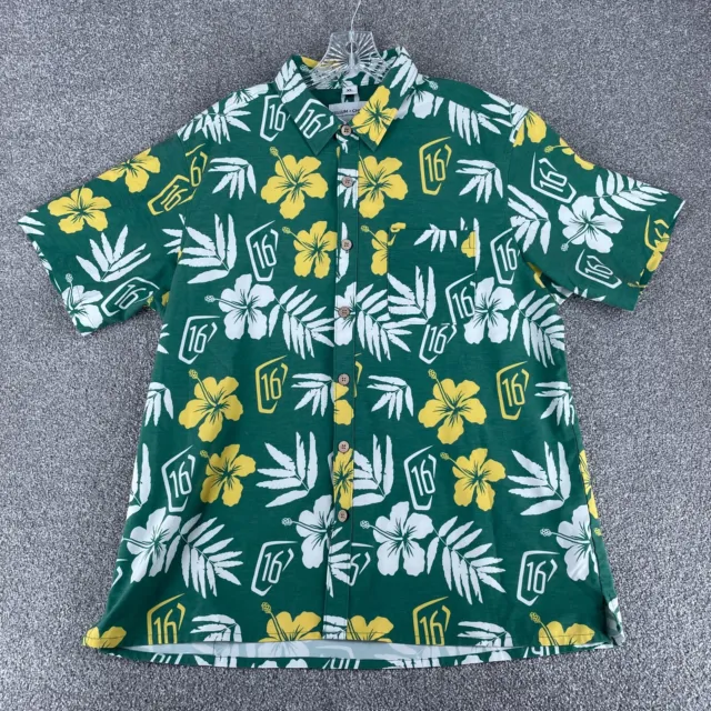 TELLUM + CHOP Shirt Adult Extra Large Green Hawaiian Floral Short ...