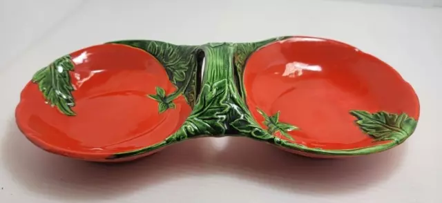 Maruhon Ware Japan Tomato Hand Painted Divided Relish Dish