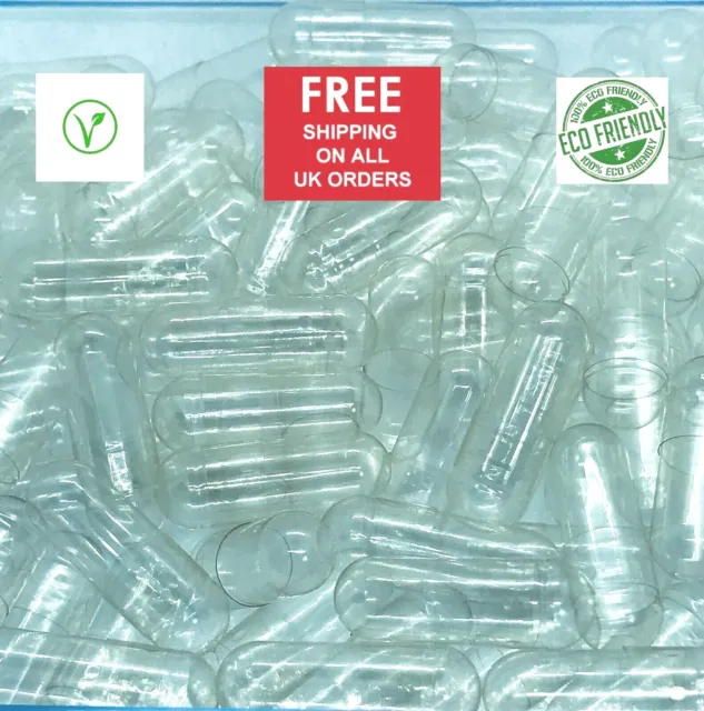 Cápsulas veganas Pullulan transparentes vacías talla #000,#00,#0,#1- amigables con el medio ambiente