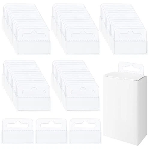 300 Pieces Slot Hole Hang Tags 1-4/5"X 1-2/5" Clear Self Adhesive Hang Tabs
