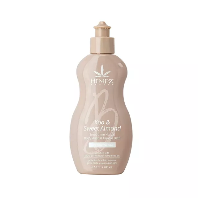 Hempz Smoothing Herbal Body Wash & Bubble Bath, Koa & Sweet Almond Scent 6.76oz