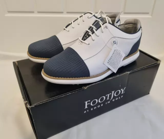 Footjoy FJ Traditions Damen-Golfschuhe 97915K weiß/blau UK Größe 5,5 breit/groß