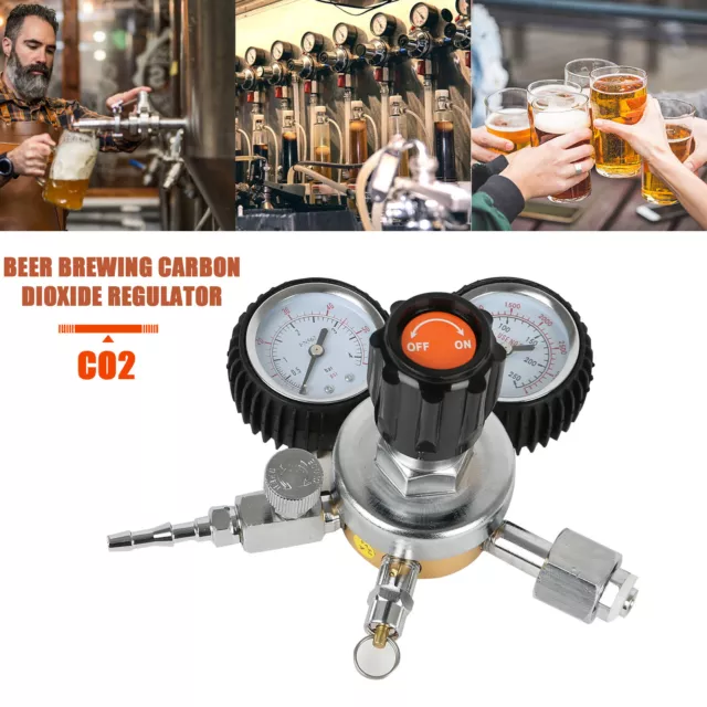 Dual Gauge CO2 Regulator Shutoff Valve W21.8 For Draft Beer Homebrew Dispenser