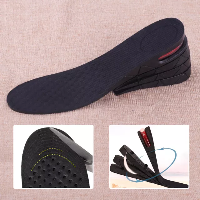 Paar Erhöhung Höhe Einlegesohle 3 Layer Up 7cm Air Cushion Taller Pad Schwarz