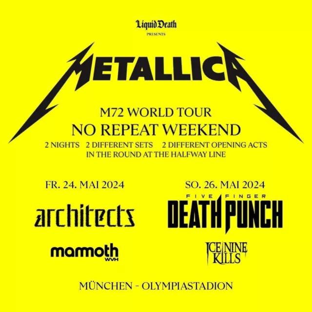 Metallica | 1-Tages-Ticket | Sitzplatz Tribüne West | München | 24. Mai 2024