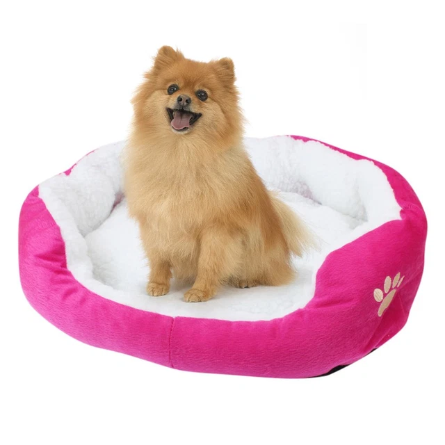 Soft Small Pet Bed For Dog Or Cat Pink Machine Washable Warm Foam Indoor Cushion