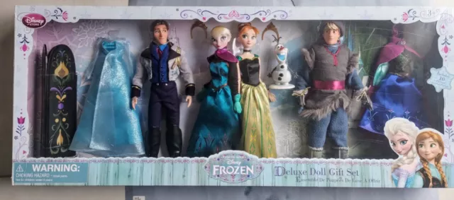 Disney Store Frozen Doll Set Elsa Anna Reine Des Neiges Deluxe Gift Set Rare