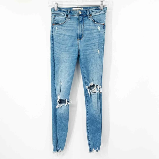 Abercrombie & Fitch Size 26/2 High Rise Super Skinny Ankle Jeans Chewed Hem