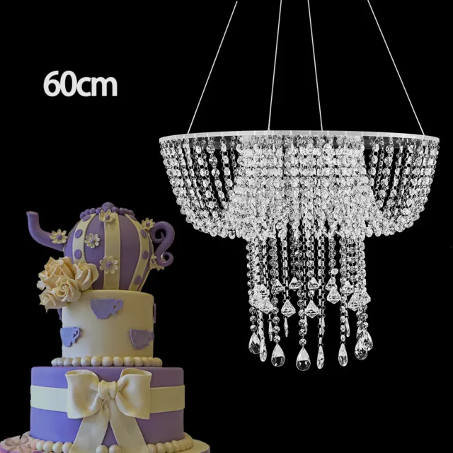 Romantic Wedding Faux Acrylic Suspended Cake Swing Crystal Chandelier Drape