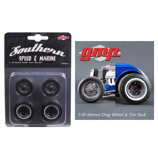 Drag Wheels and Tires Set of 4 Magnesium Finish from 1934 Altered Drag Coupe ...