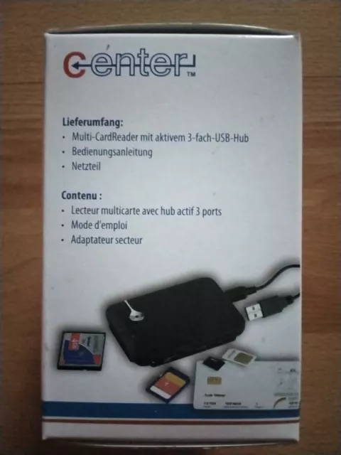 c-enter Multi-Card- und SIM-Reader mit aktivem USB-2.0-Hub, 3 Ports 3