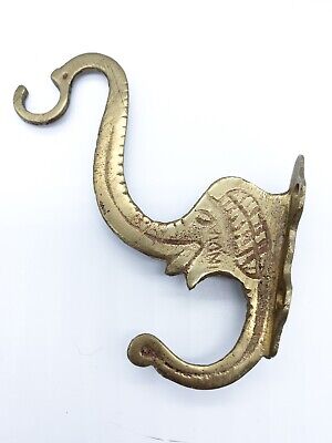 Vintage Brass Metal Elephant Hook Hanger Wall Mount 4 inch India