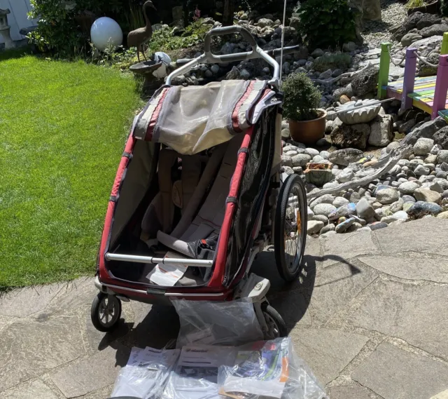 Chariot CX2 Zweisitzer mit Zubehör Babysling und Deichsel
