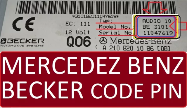 MERCEDES BENZ LOST Codes Unlock BECKER Radio Audio 10 radio Code Unlock Pin  EUR 1,34 - PicClick FR