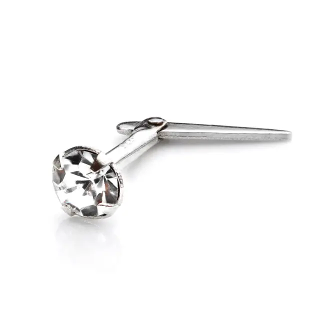 Sterling Silver & CZ Crystal 3mm Andralok Nose Stud Pin Studs Pins /