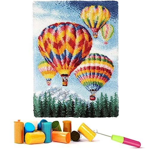 Kits de gancho de pestillo para adultos - Kits de alfombras de gancho de pestillo hágalo usted mismo para niños, globos de aire