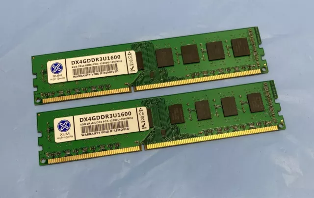 2 x 4GB (8GB Kit) XUM DX4GDDR3U16002 PC3-12800U 1600MHz DDR3 Computer Memory
