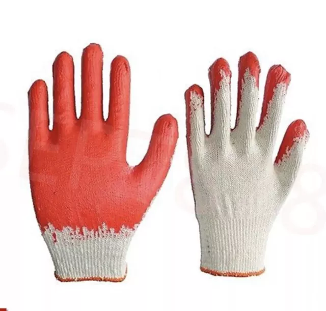 WHOLESALE 300 Pairs Red Latex Rubber Palm Coated Work Gloves