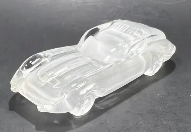 Hofbauer Lead Crystal Frosted Jaguar E-Type Car Replica Paperweight VTG Germany