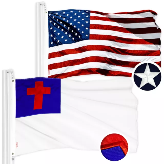 G128 Combo (3x5ft Flag) USA Embroidery & Christian Embroidery