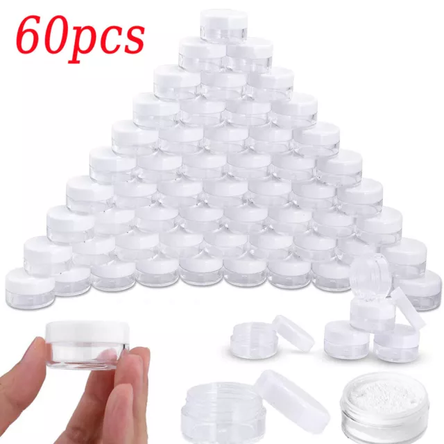 60× Cosmetic Containers Sample Pot Jar Plastic Mini Small Bottle Makeup Tool 5ml