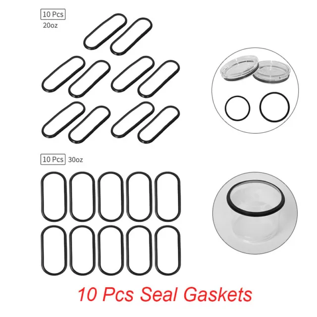 10 Replacements Silicone O-Ring Gasket Seal Ring 20oz/30oz Tumbler Vacuum Lids
