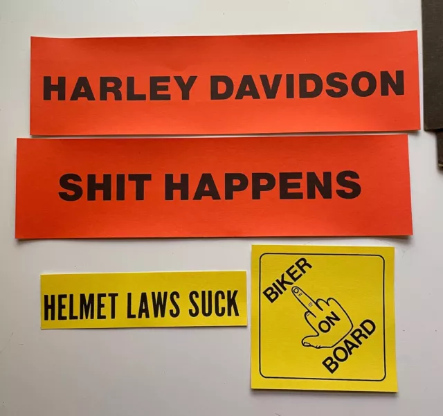 VTG Biker Motorcycle Bumper Sticker Lot Helmet Laws Suck Harley Davidson Outlaw