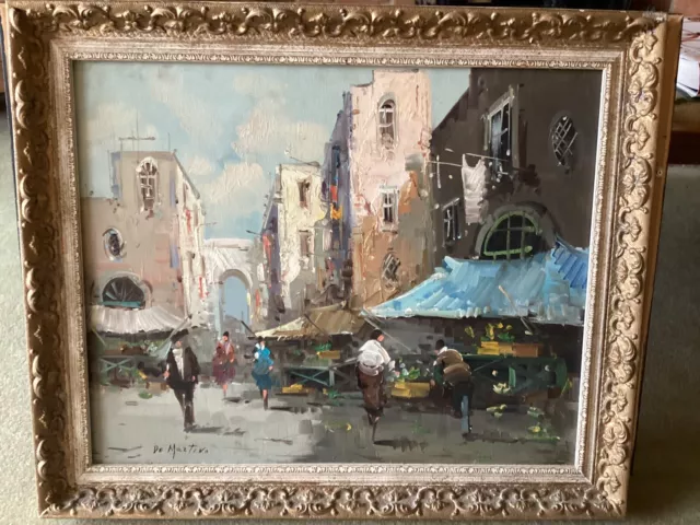 ITALIAN SCHOOL IMPRESSIONIST Street Scene by De Maztino Mid Century