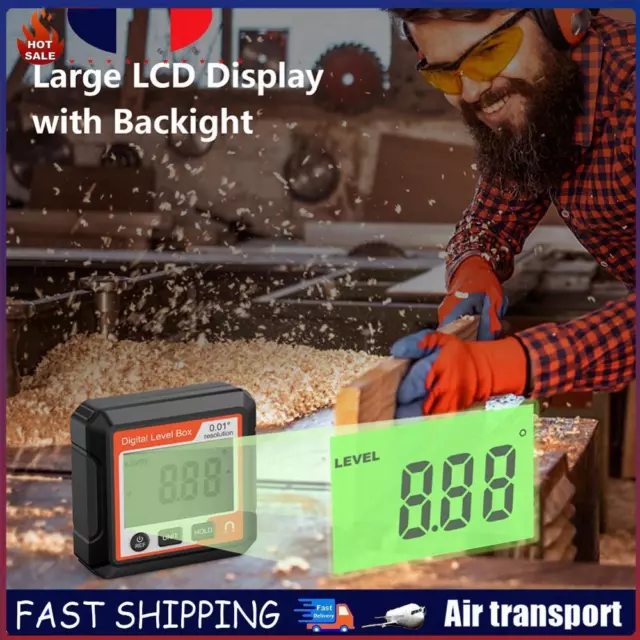 Digital Level Angle Finder LCD Angle Gauge Tester for Woodworking (White) FR