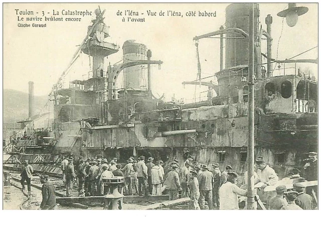 BATEAUX.n°12277.TOULON.LA CATASTROPHE DE L'IENA.VU DE L'IENA,COTE BABORD.LE NA