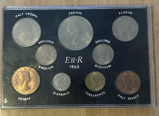 Elizabeth II Coinage Of Great Britain 1965 pre-Decimal Coin Set In Case