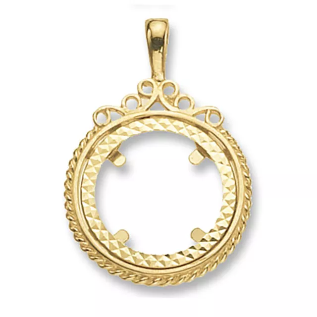 9ct Gold Plain Round Fancy Edged Half Sovereign Coin Mount Pendant