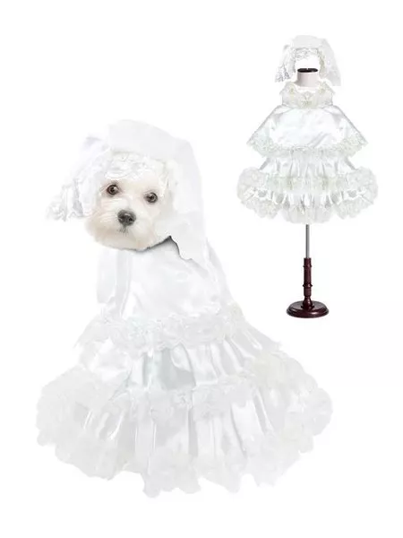 Alta Calidad Perro Traje Blanco Vestido de Novia Disfraces Tu como