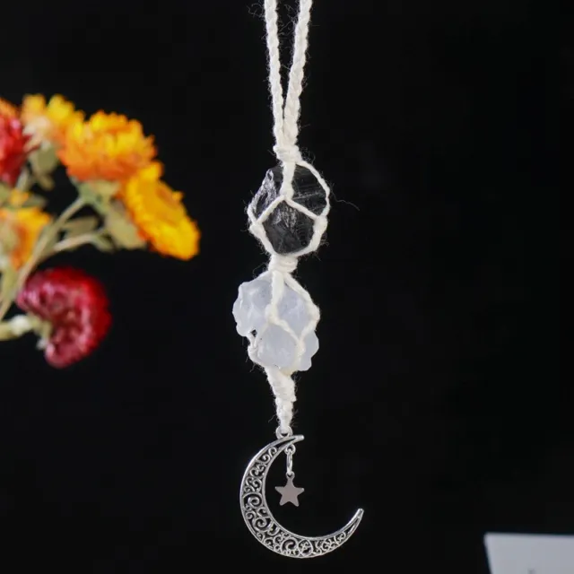 Natural Crystal Quartz Stone Pendulum Hexagonal Pendant Reiki Healing Necklace