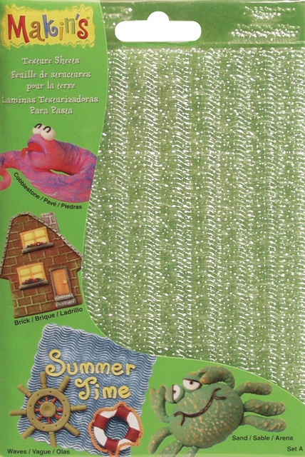 "Hojas de textura de arcilla de Makin's 7""X5,5"" 4/paquete-juego A (arena, ola, ladrillo y adoquines)