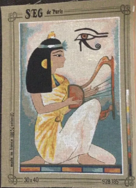 SEG de Paris Tapestry Canvas ONLY - Egyptian Goddess playing Harp