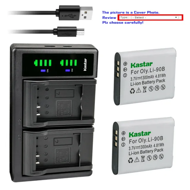 Kastar Battery LTD2 Charger for Ricoh DB-110, Ricoh THETA X 360 Spherical Camera