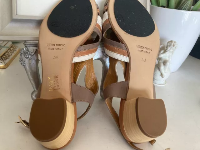 Ladies Piazza Grande Leather Italian Sandals - Too Small Never Worn - Size 38 2