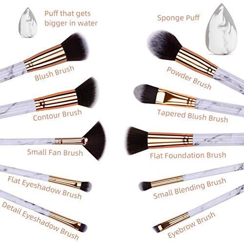 HEYMKGO Pennelli Make Up professionali Set di 10 pennelli trucco Marmorizzazi... 2