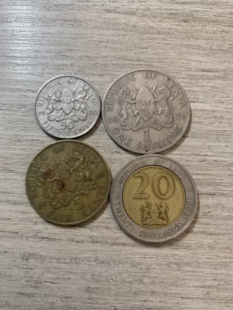 Kenya, Lot De 4 Pièces De Monnaies Différentes,2