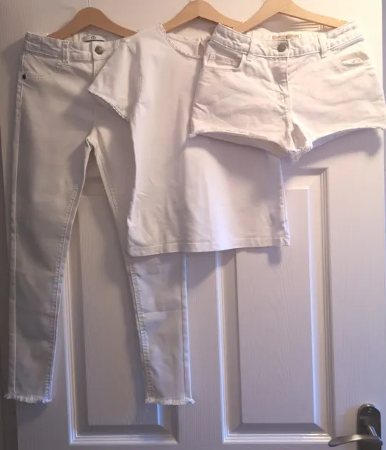 Pantaloncini jeans M&S - Next - John Lewis bianchi per ragazze ~ 9-10 anni in perfette condizioni