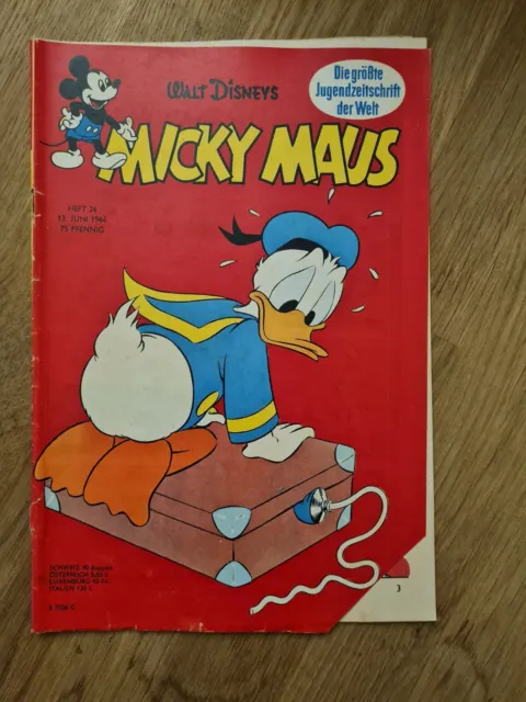 Micky Maus Heft Nr.24 von 1964 (Z 2) mit Sammelmarke+Sammelbild/ ohne Gutschein