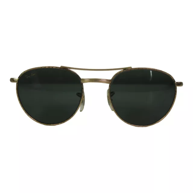 B&L Ray-Ban USA W1754 Vintage Round Aviator Arista Sunglasses Gold Plated