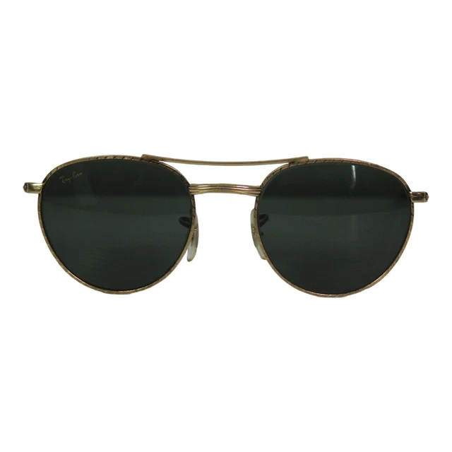 B&L Ray-Ban USA W1754 Vintage Round Aviator Arista Sunglasses Gold Plated