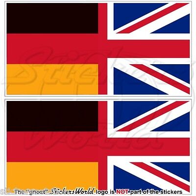 GERMANY-UK Flag, German-United Kingdom British Union Jack 110mm Sticker-Decal x2
